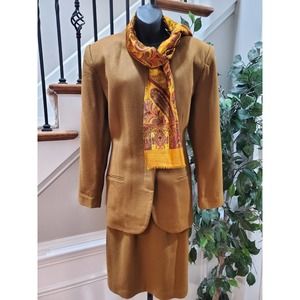 Vintage Amanda Smith Brown Wool Long Sleeve Blazer & Skirt 2 Pc's Suit 12